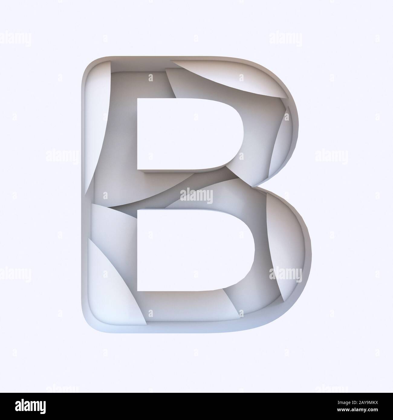 White abstract layers font Letter B 3D Stock Photo - Alamy