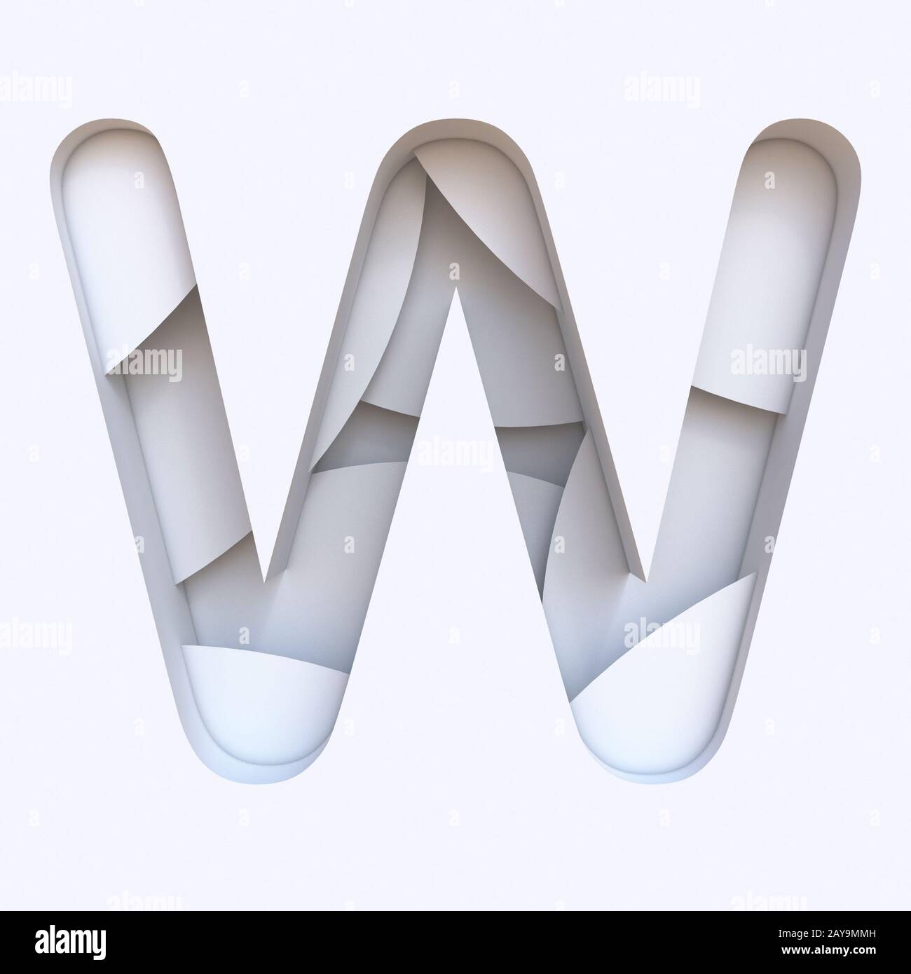 White abstract layers font Letter W 3D Stock Photo - Alamy