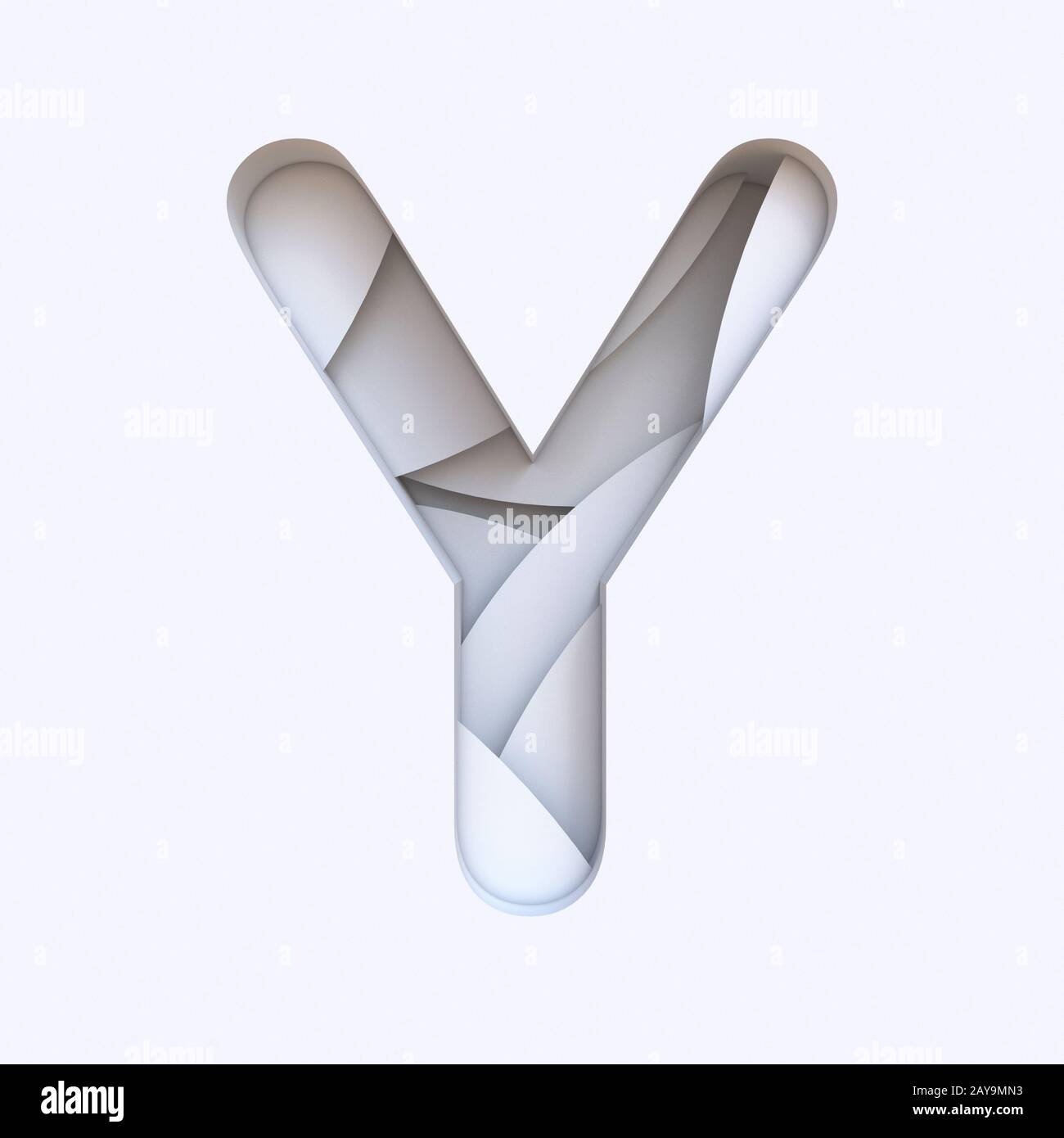 White abstract layers font Letter Y 3D Stock Photo - Alamy