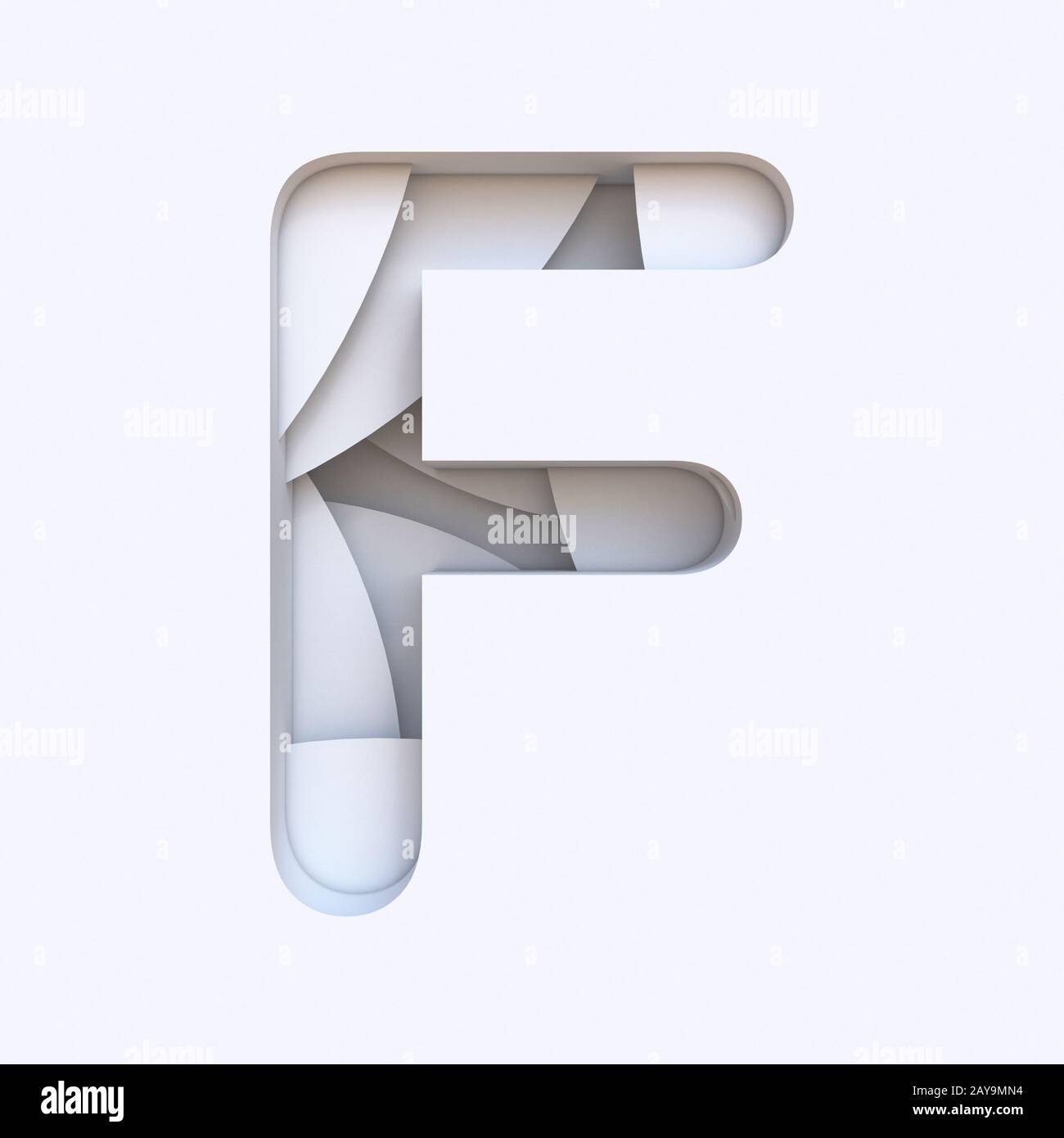 White abstract layers font Letter F 3D Stock Photo - Alamy
