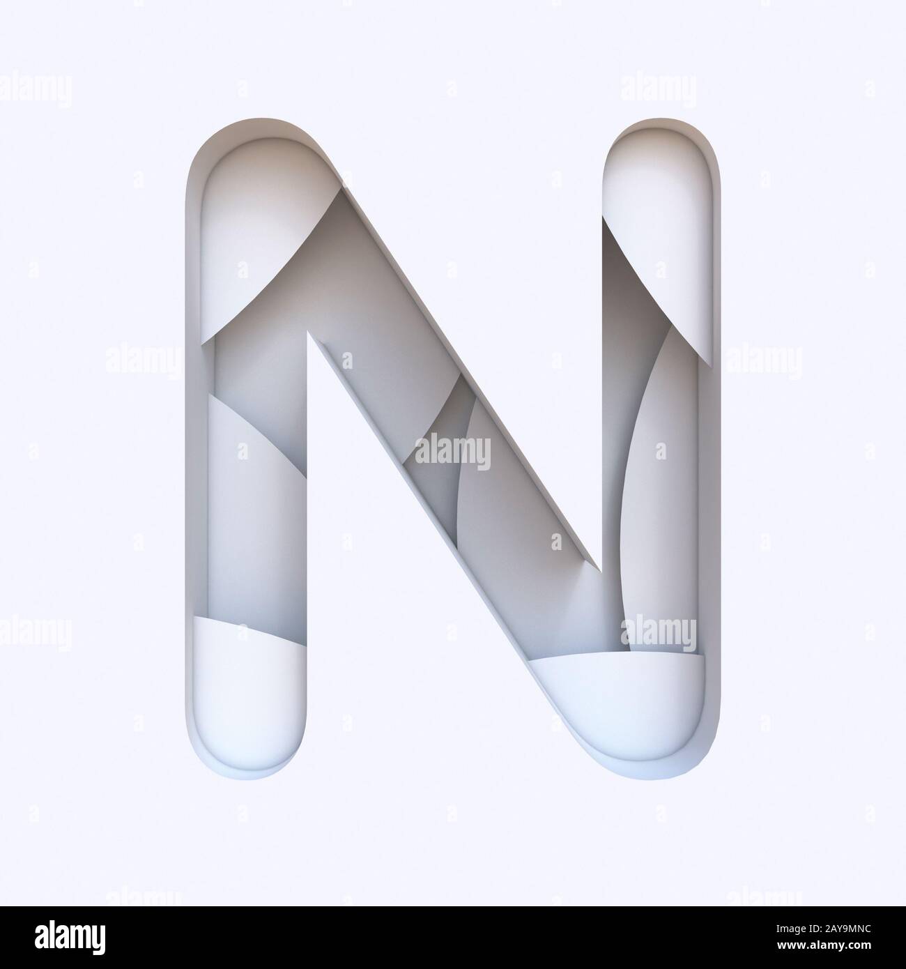 White abstract layers font Letter N 3D Stock Photo - Alamy