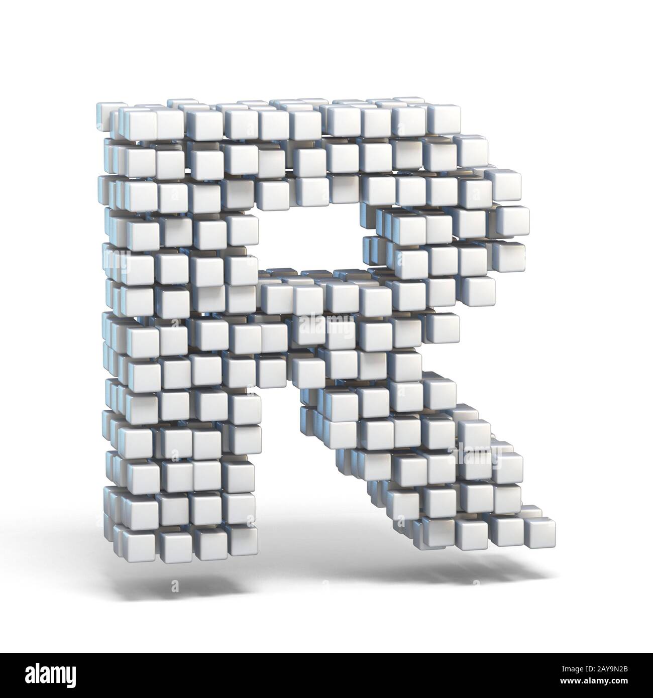 White voxel cubes font Letter R 3D Stock Photo - Alamy