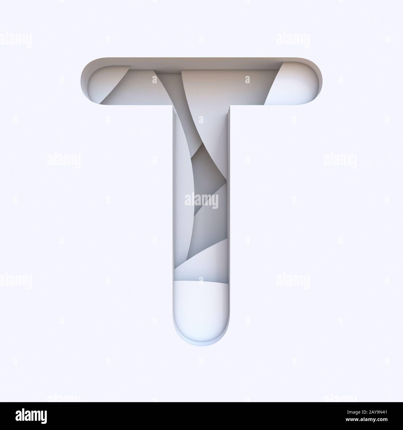 White abstract layers font Letter T 3D Stock Photo - Alamy