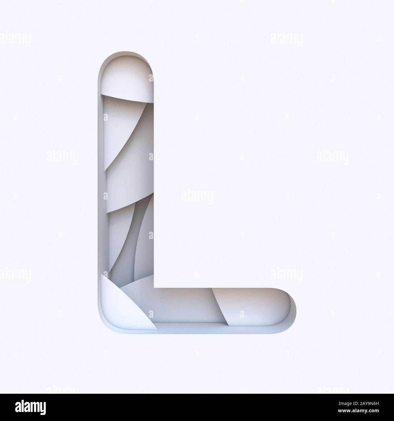 White abstract layers font Letter L 3D Stock Photo - Alamy