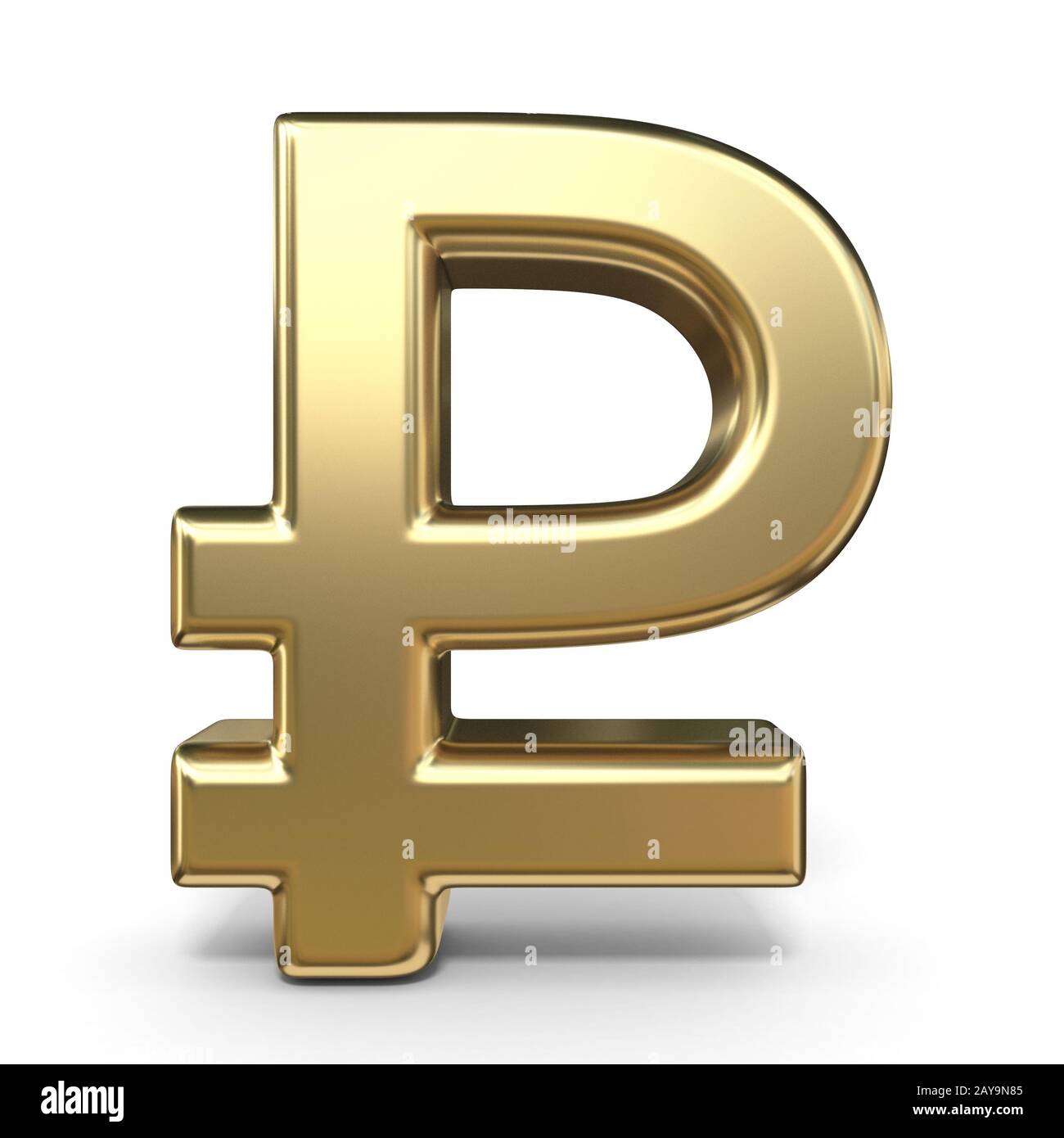 Golden currency symbol RUBLE 3D Stock Photo