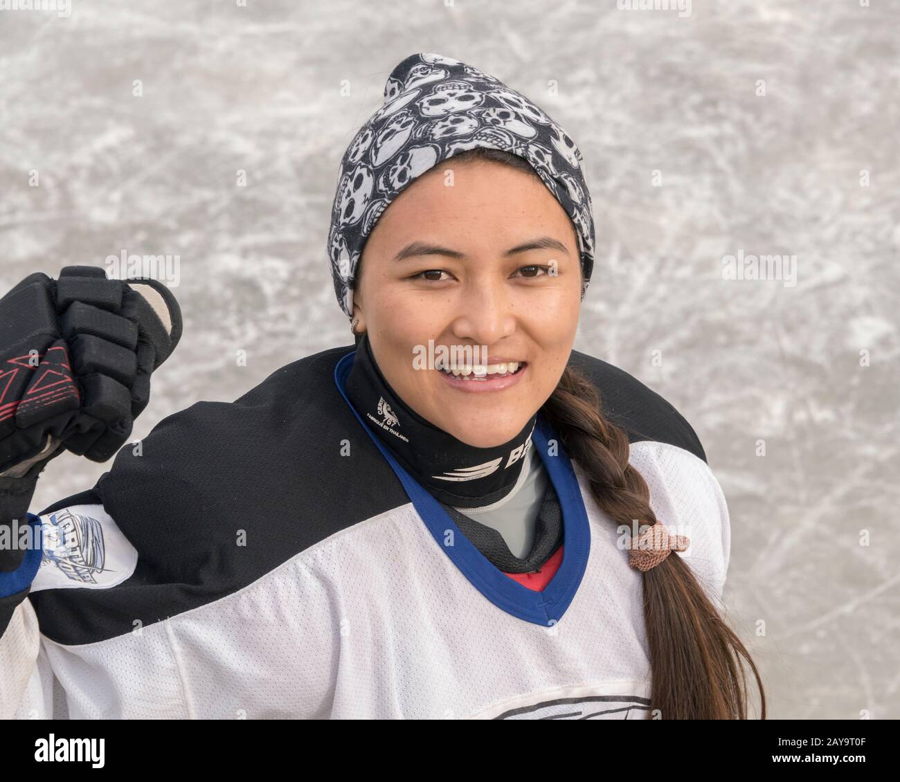 Portrait of a woman hockey player, 2018 LadakhDelhi championship game
