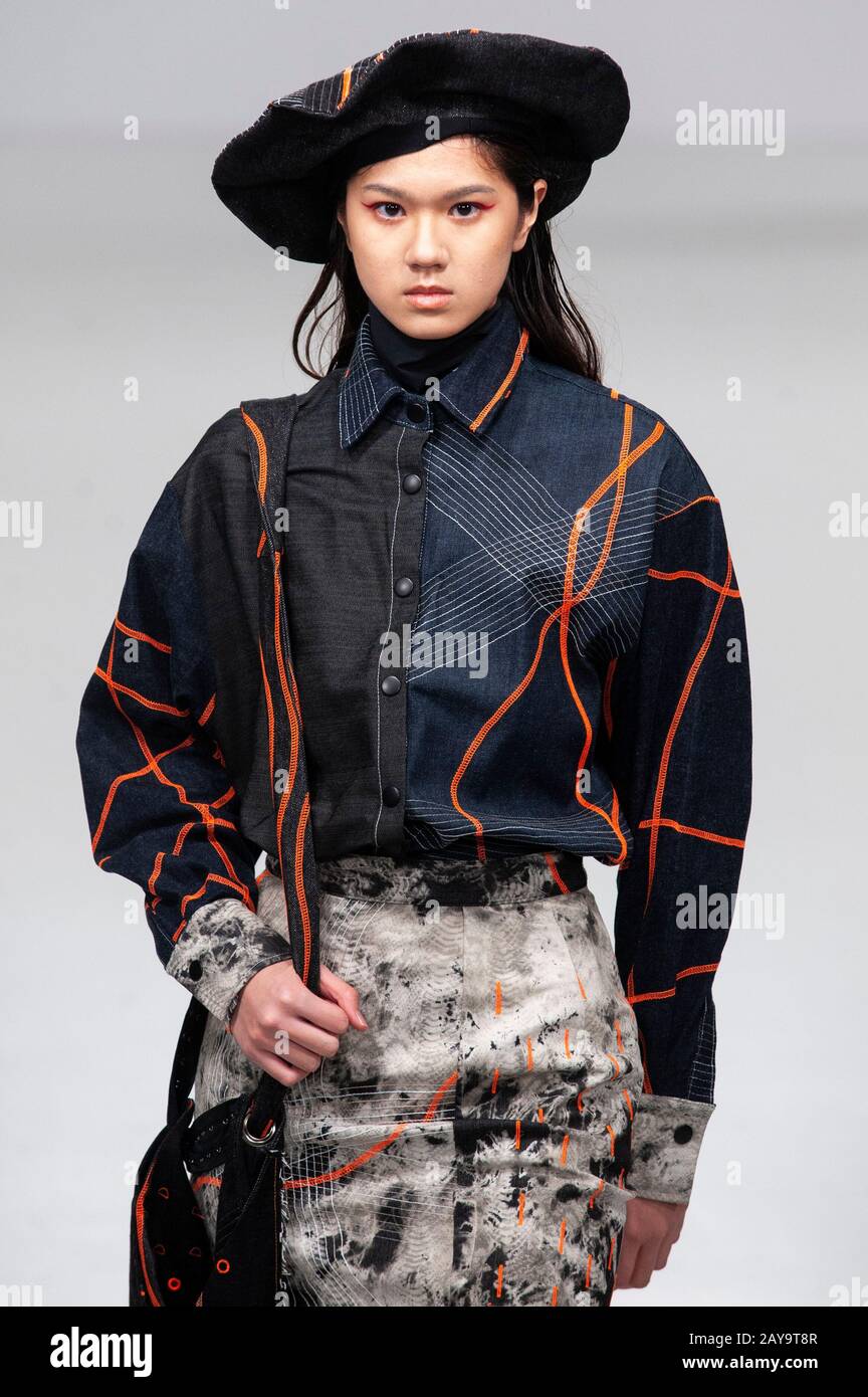 Jenn Lee AW20 catwalk during London Fashion Week at Fashion Scout, Victoria House, London, UK. Credit: Antony Nettle/Alamy Live News Stock Photo