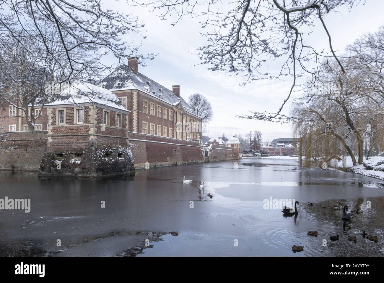 Baroque castle Ahaus in winter Stock Photo