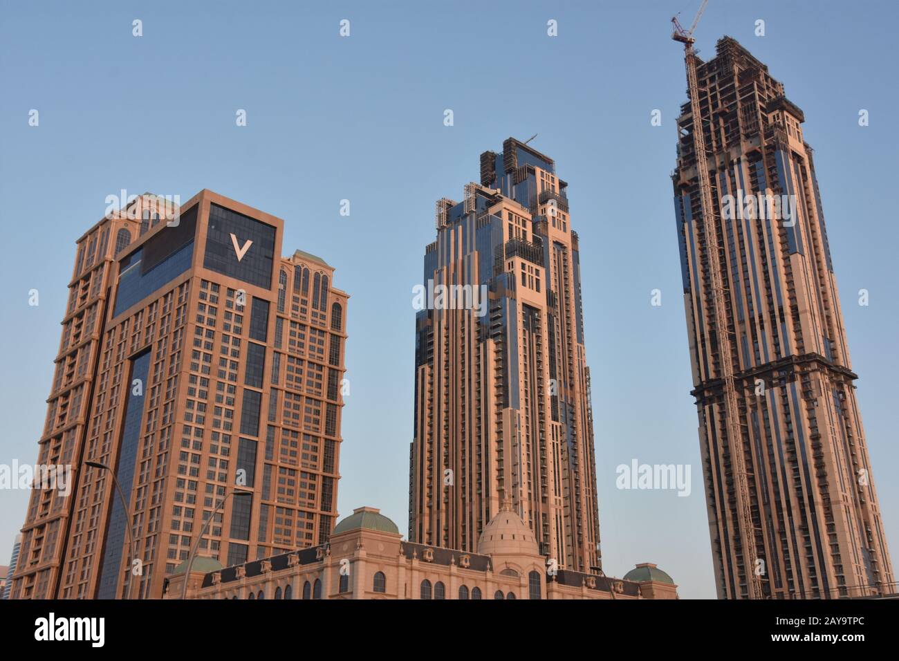 Skyscrapers on Sheikh Zayed Road in Dubai, UAE Stock Photo