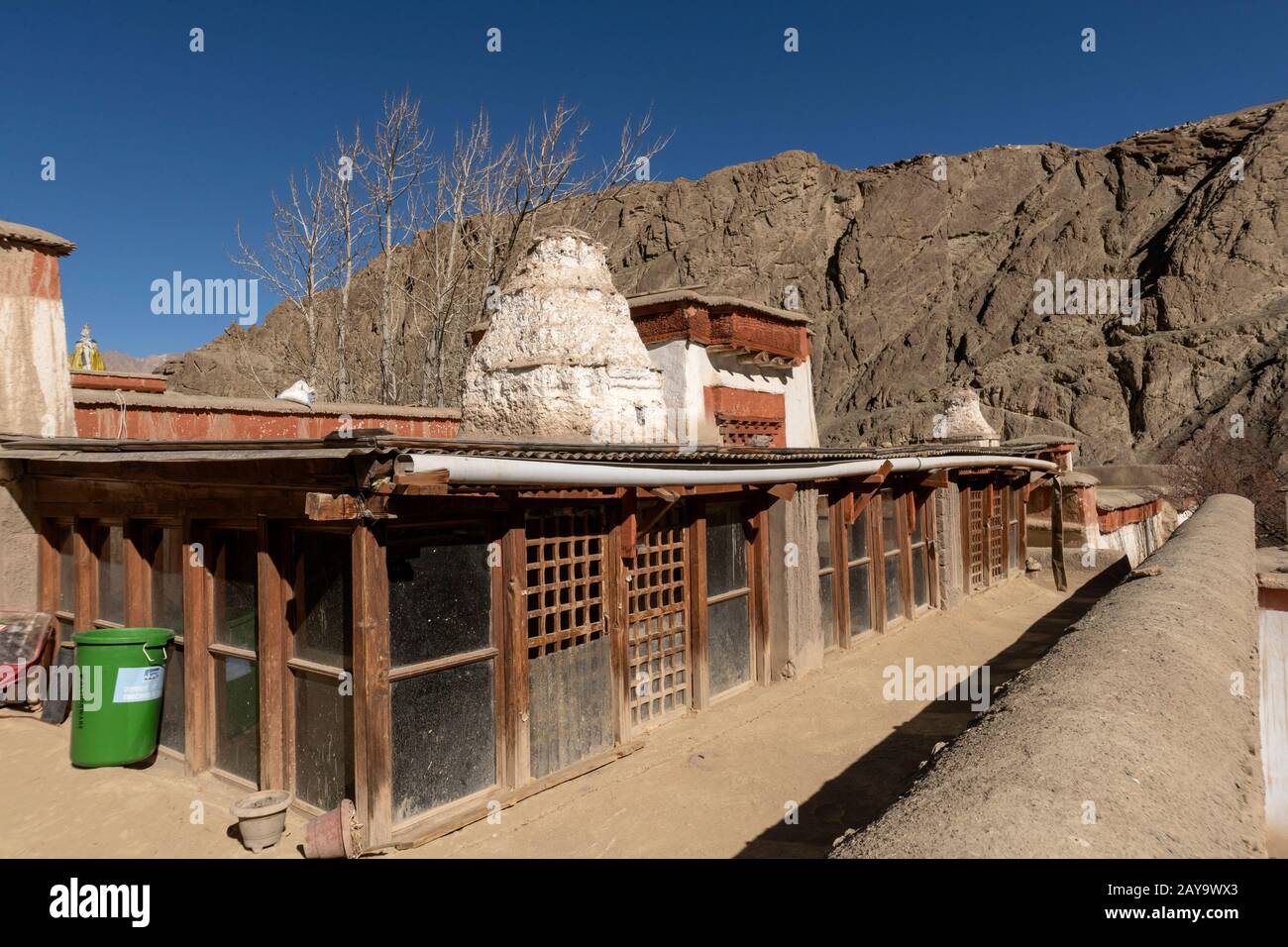 Alchi Choskhor and the banks of the Indus River, Ladakh, India Stock Photo