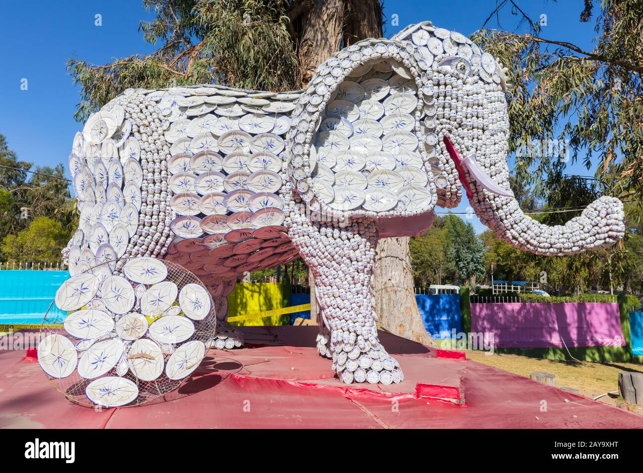 Chinese sculpture in the form of elephant park Selva Alegre Arequipa Peru Stock Photo