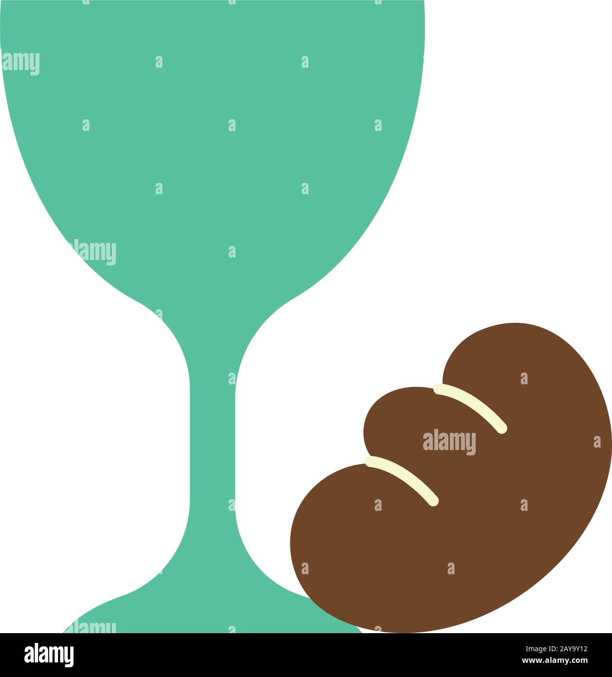 chalice and bread flat style Stock Vector