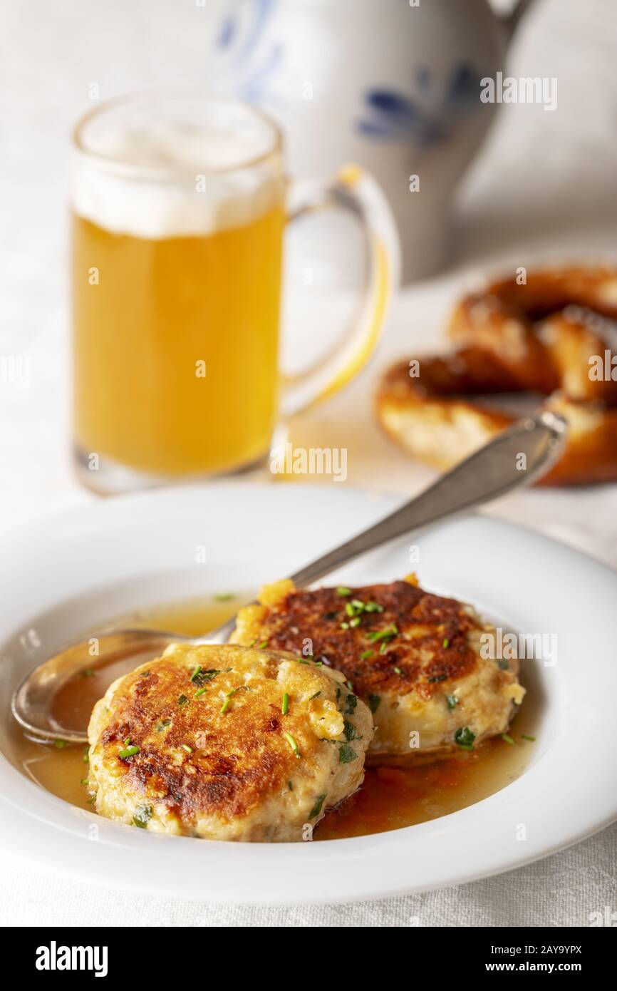 Bavarian cheese dumplings Stock Photo