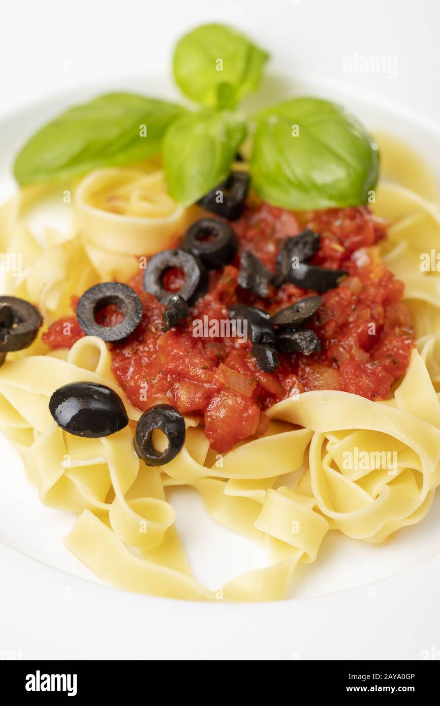 Italian tagliatella pasta with tomato sauce Stock Photo - Alamy