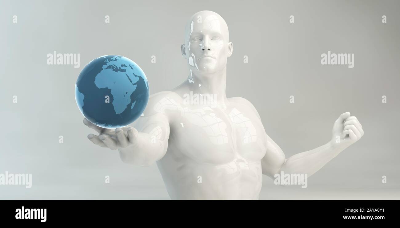 Man Holding Globe Stock Photo