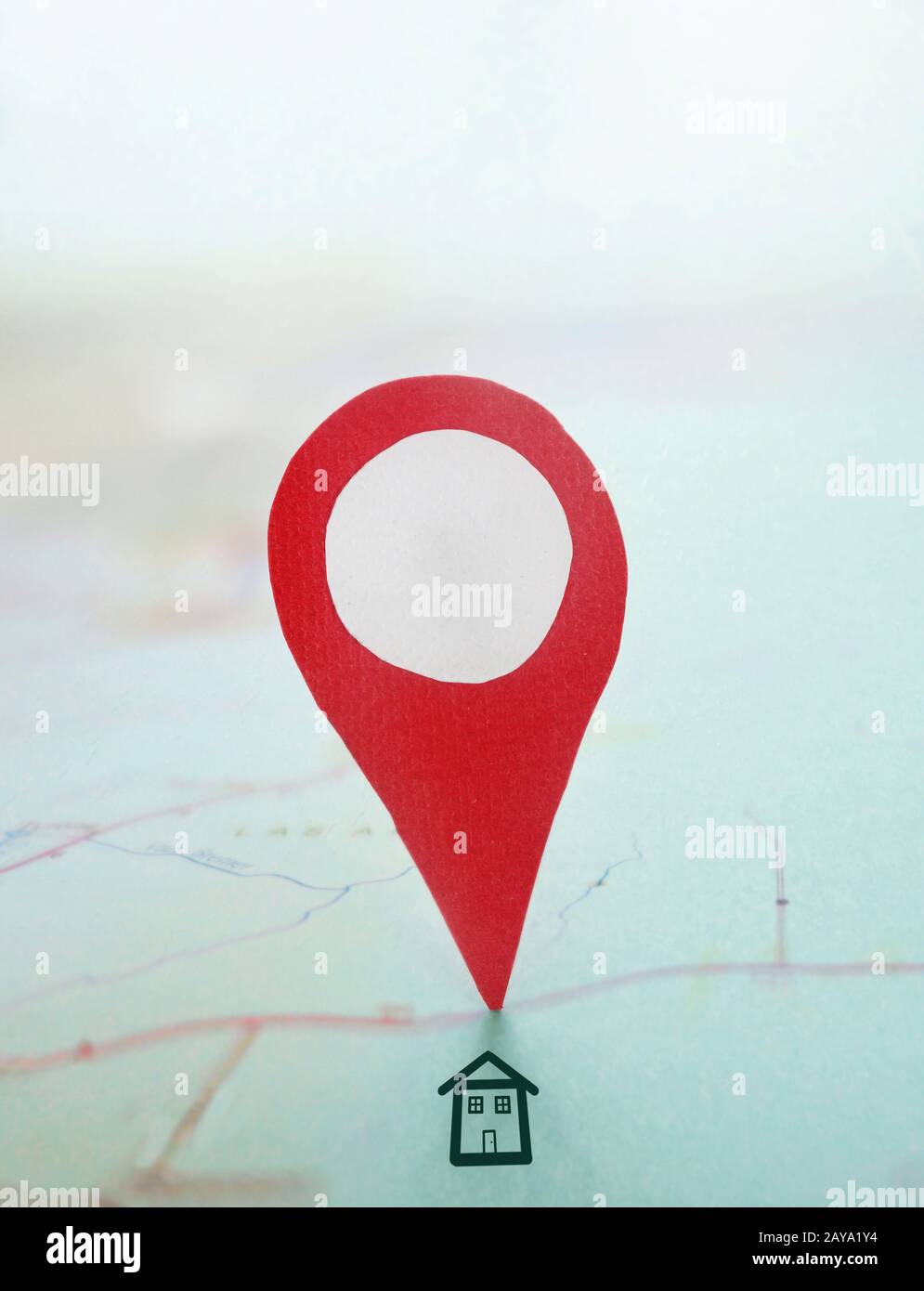 House search and red map locator Stock Photo