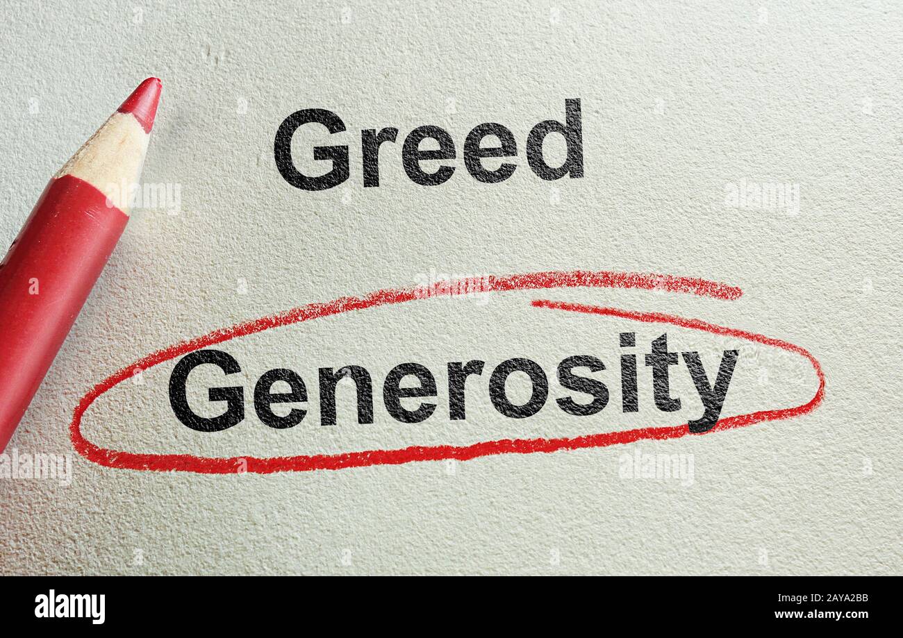 Generosity and Greed Stock Photo