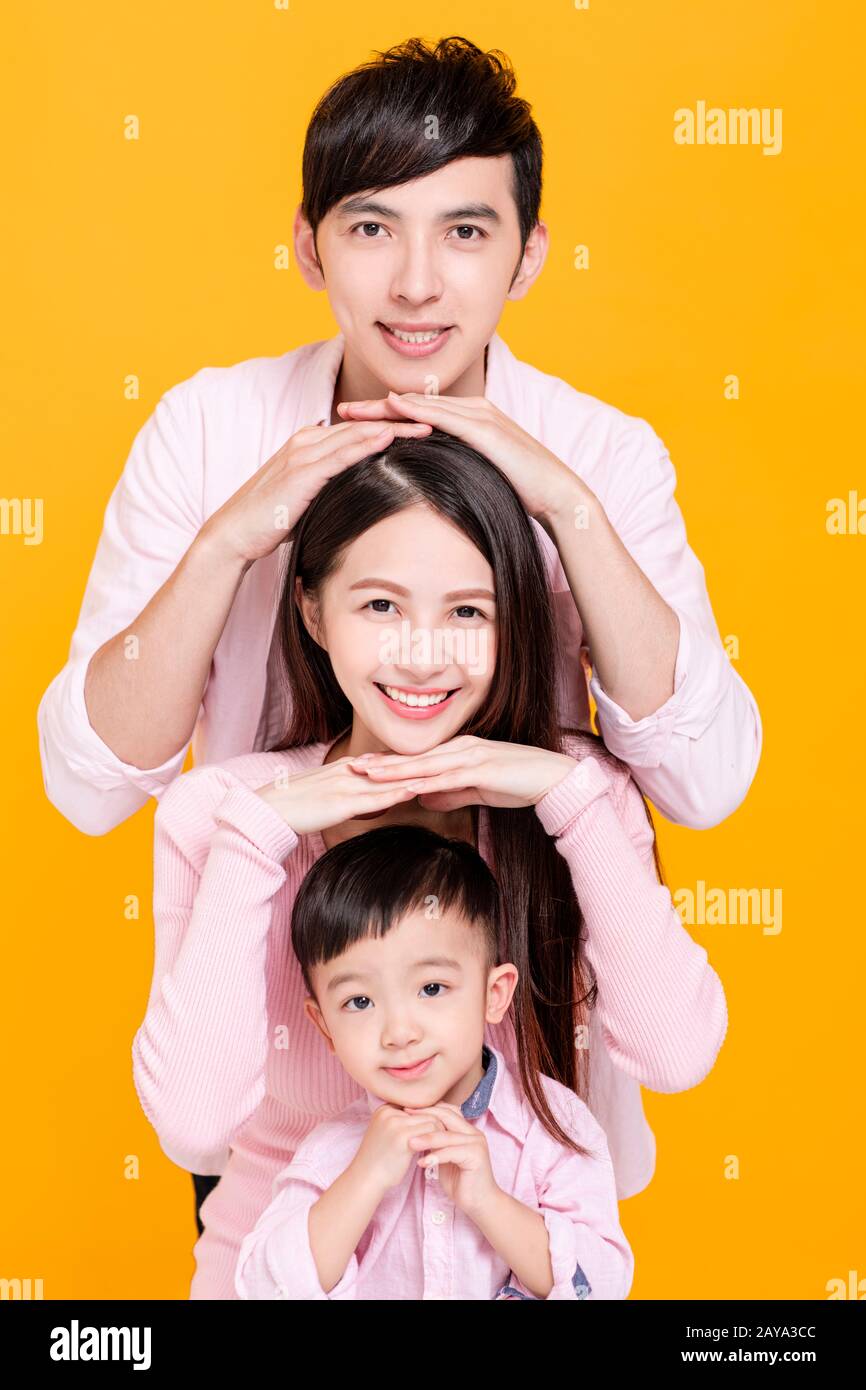 closeup Happy young family with pretty child Stock Photo