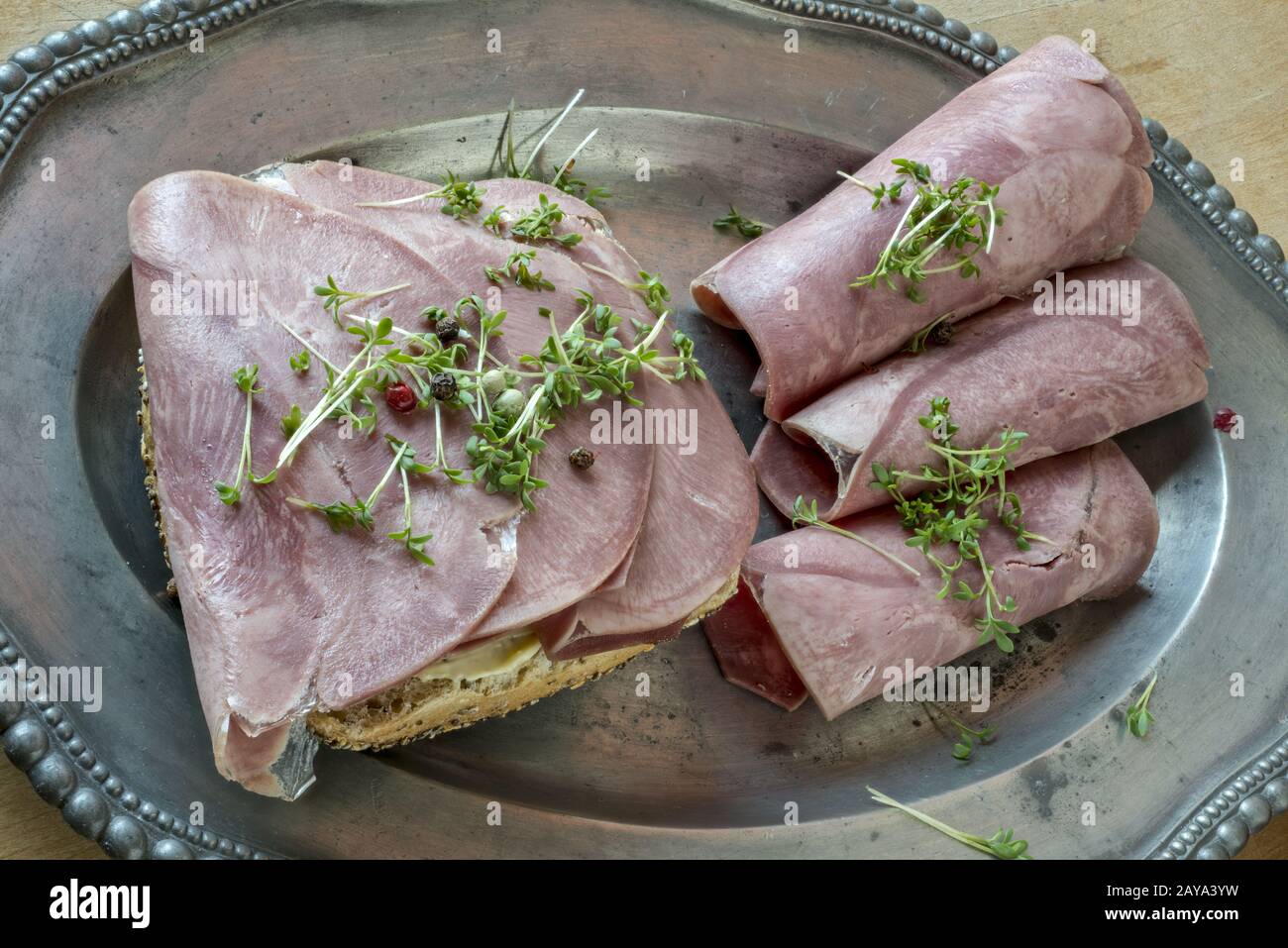 Sandwich with pork tongue Stock Photo Alamy