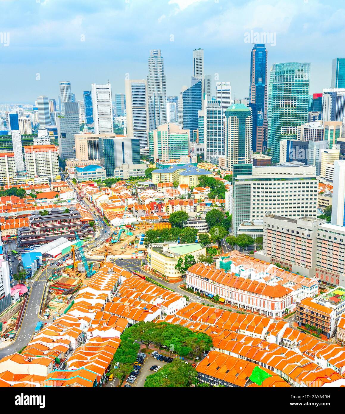 Singapore Downtown, Chinatown aerila view Stock Photo