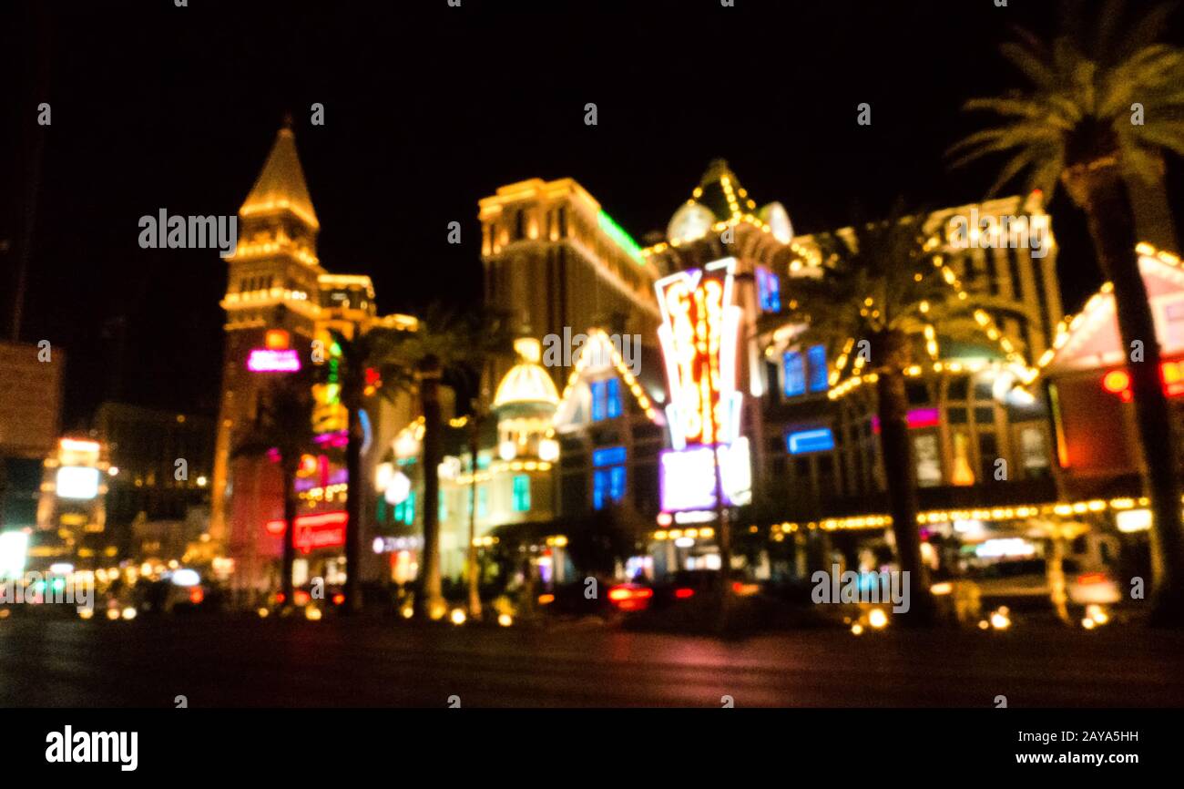 high energy electric long exposure of las vegas city streets at night Stock Photo