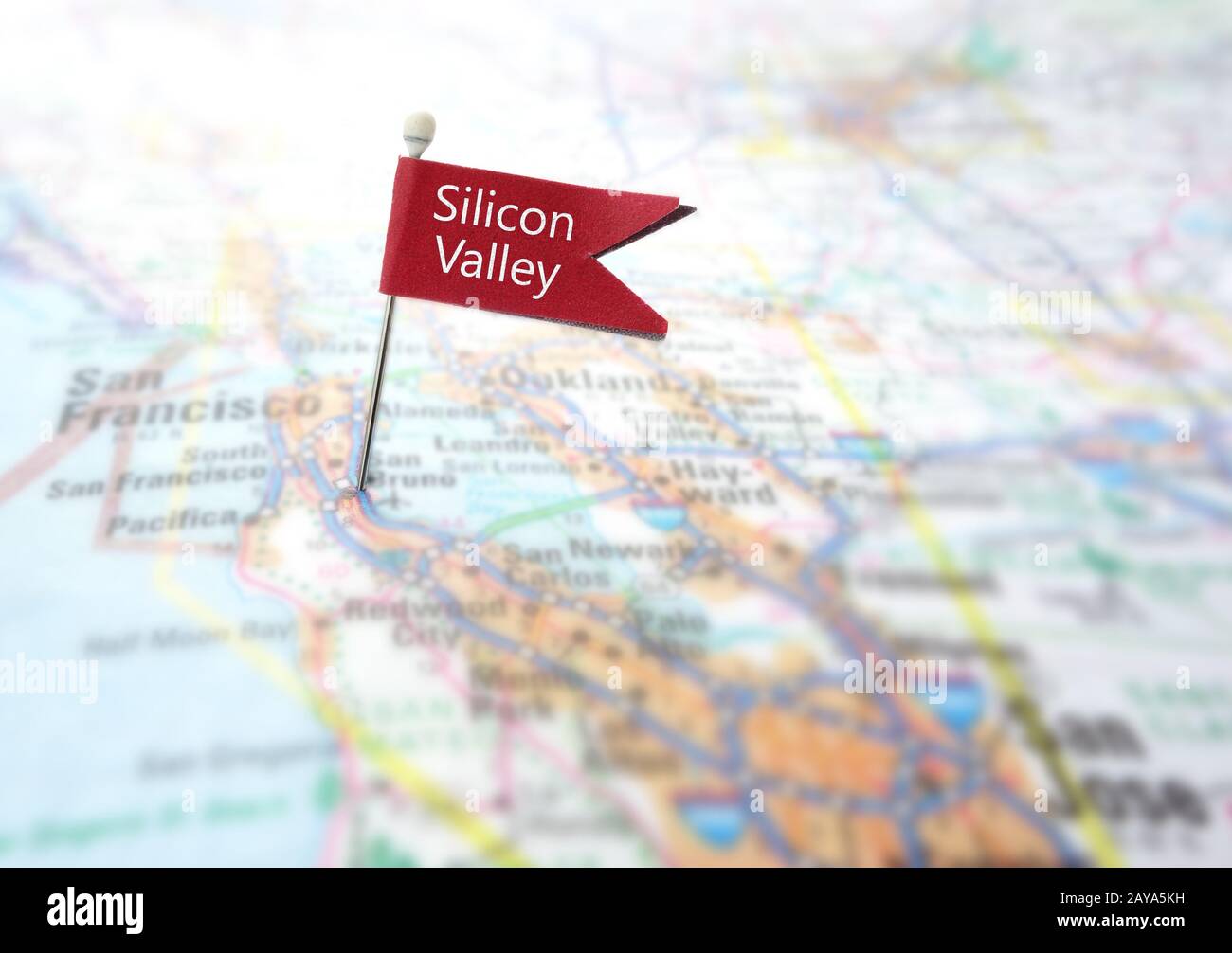 Silicon Valley map locator Stock Photo