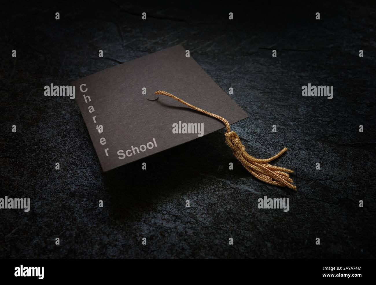 Charter School graduation cap Stock Photo