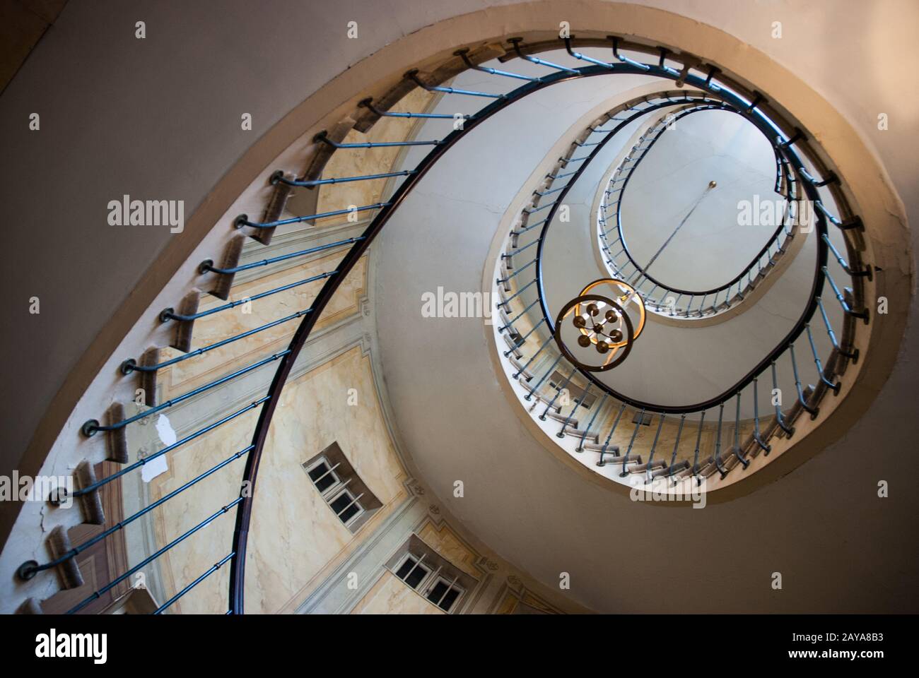 Paris, France - August 05, 2006: Bottom view of the spiral staircase in the gallery of Vivienne Stock Photo