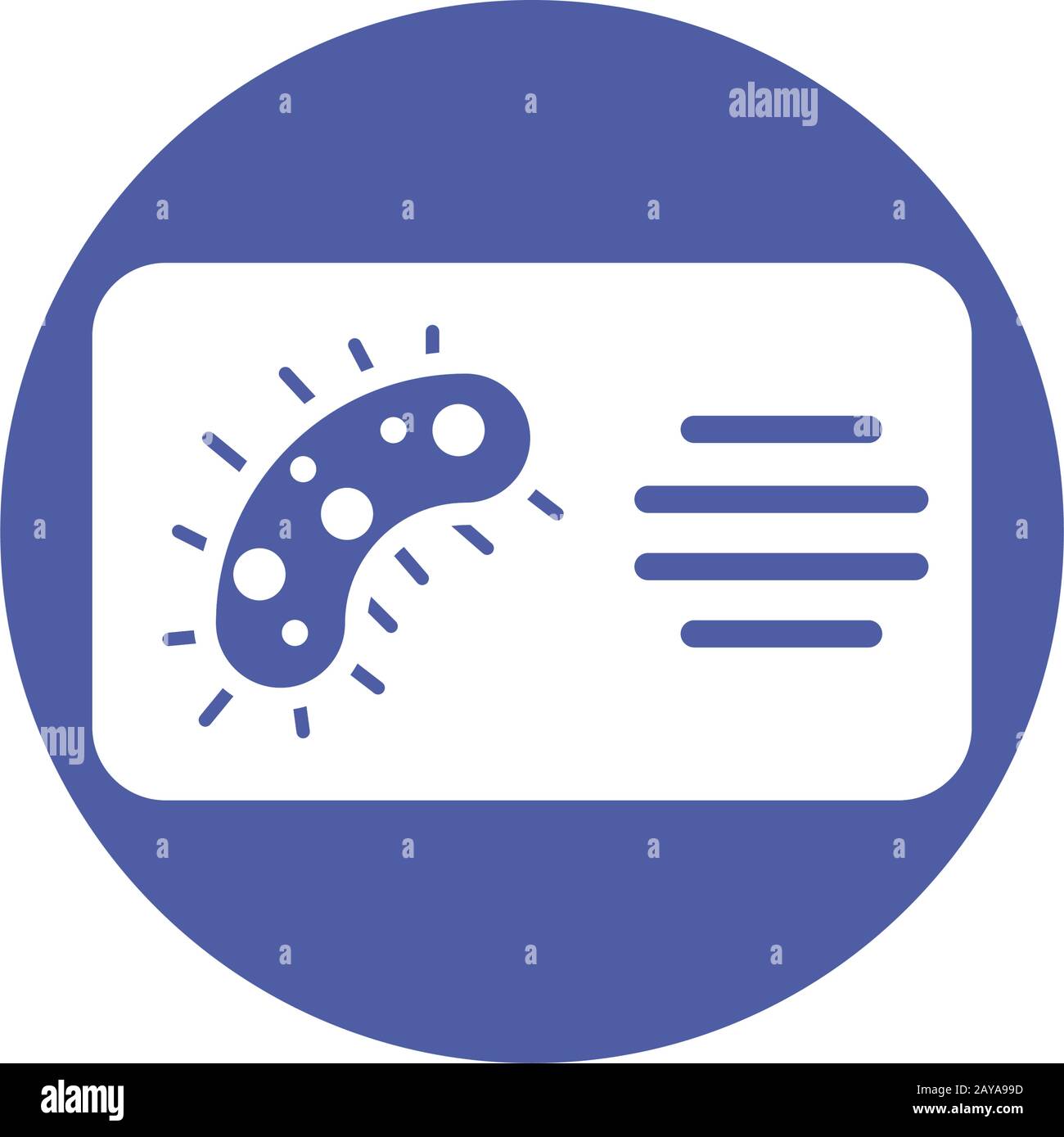 bacteria card over purple circle and white background, block style icon ...