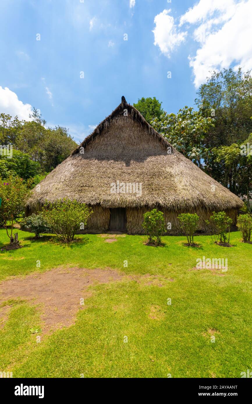 Bogota ancient rustic straw hut of the natives in a sunny day Colombia Stock Photo