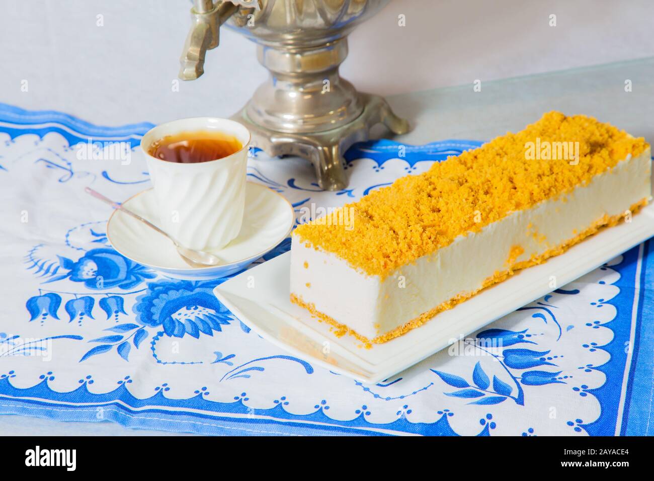 Exquisite white cheesecake Stock Photo