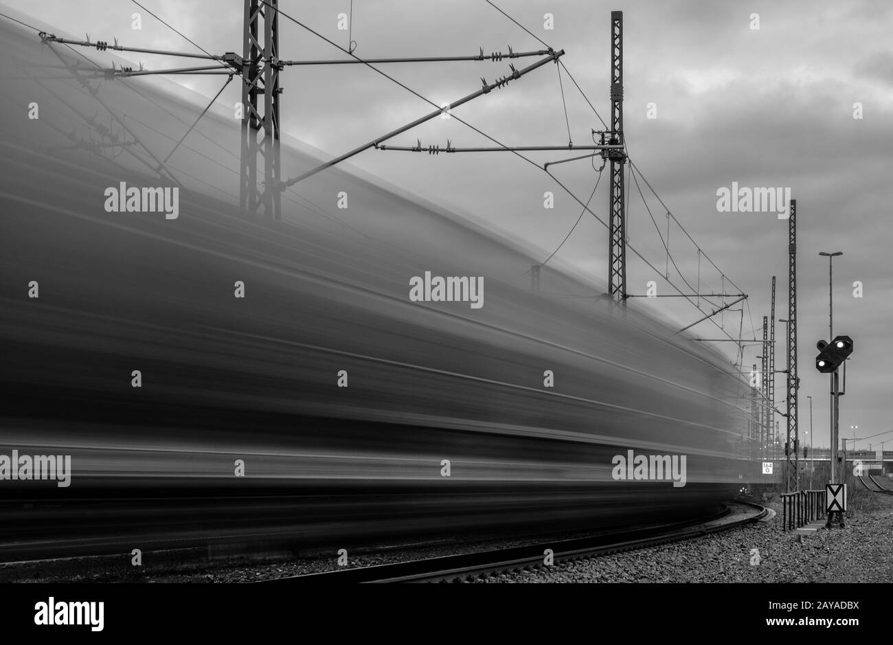 Speed of a railway train Stock Photo