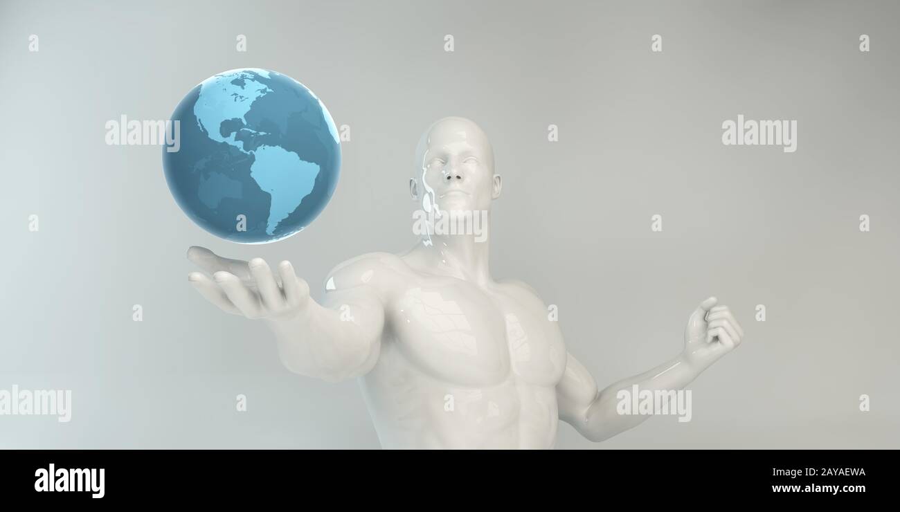 Man Holding Globe Stock Photo