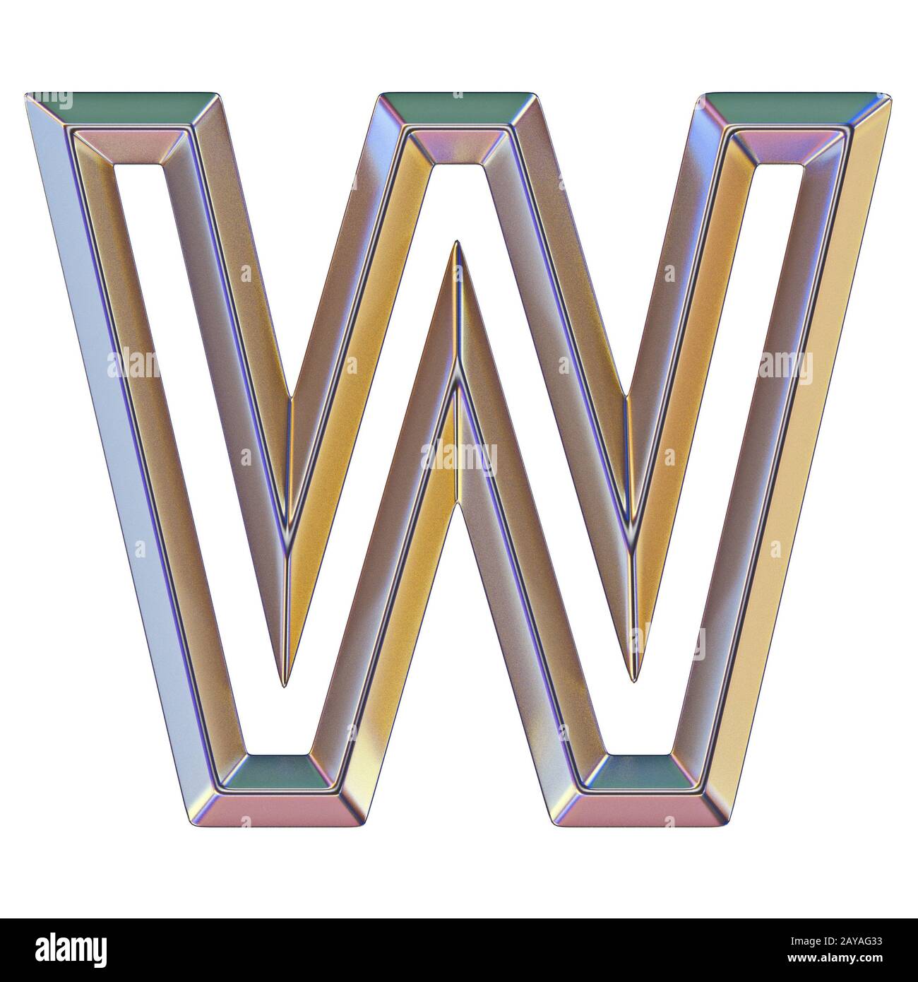 Chrome font with colorful reflections Letter W 3D Stock Photo - Alamy