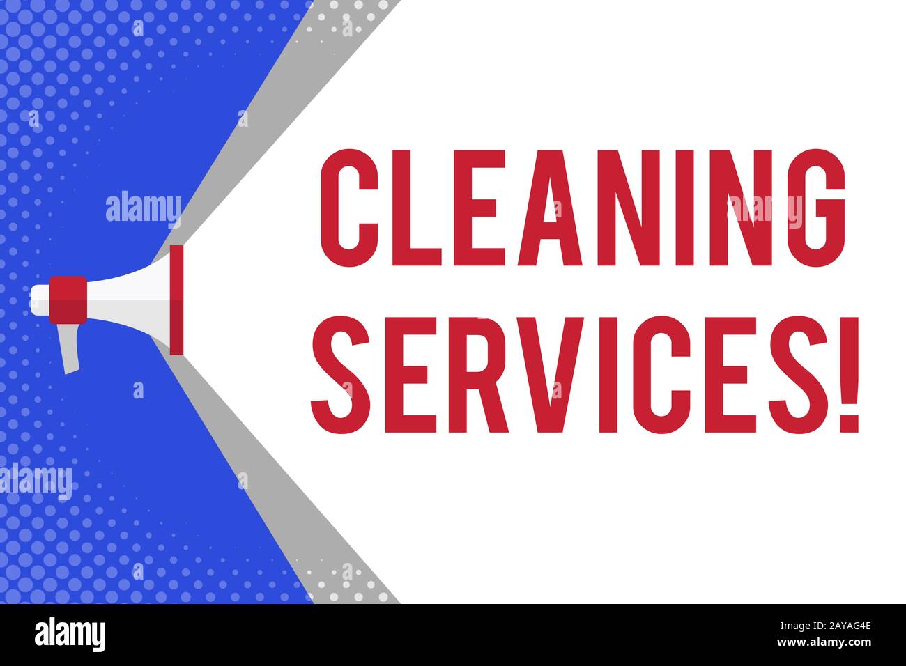 Handwriting text writing Cleaning Services. Concept meaning perform a variety of cleaning and maintenance duties Megaphone Exten Stock Photo