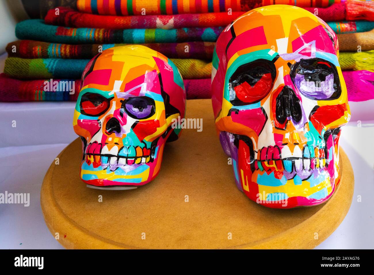 Bogota colorful ceramic skulls mexican style Stock Photo