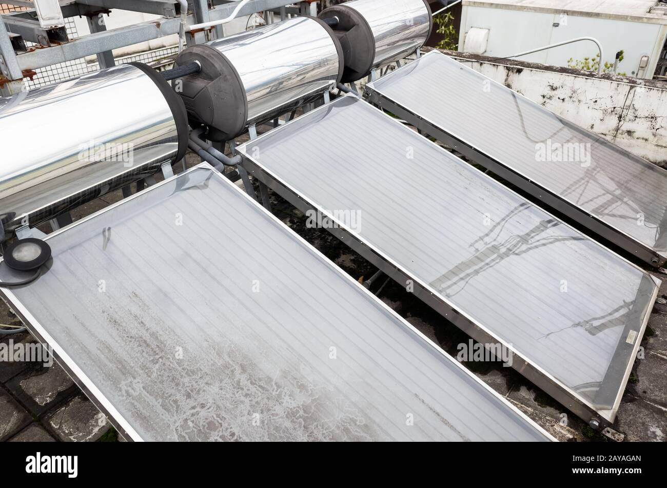 solar water heater on a roof Stock Photo Alamy