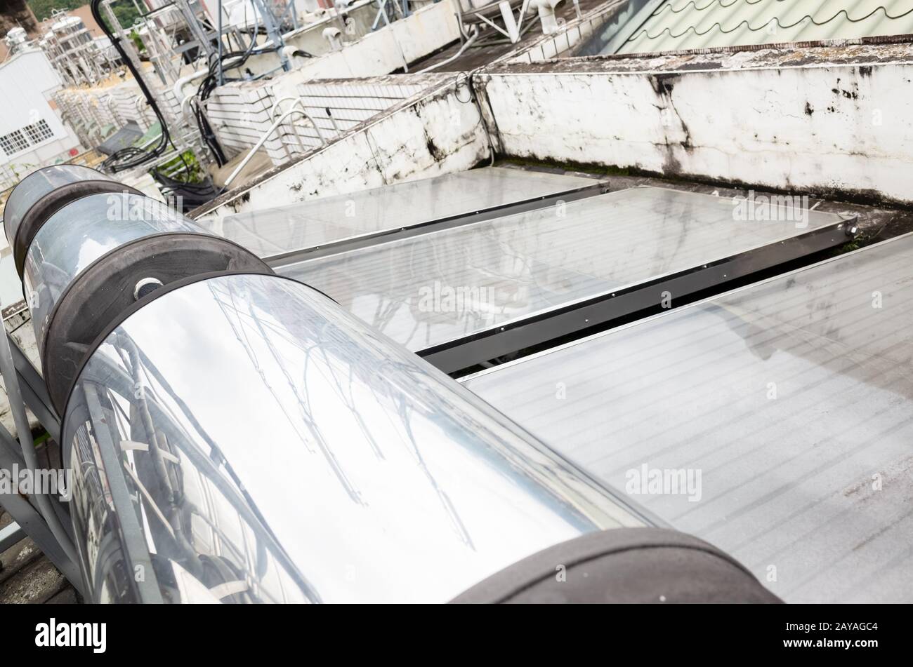 solar water heater on a roof Stock Photo - Alamy