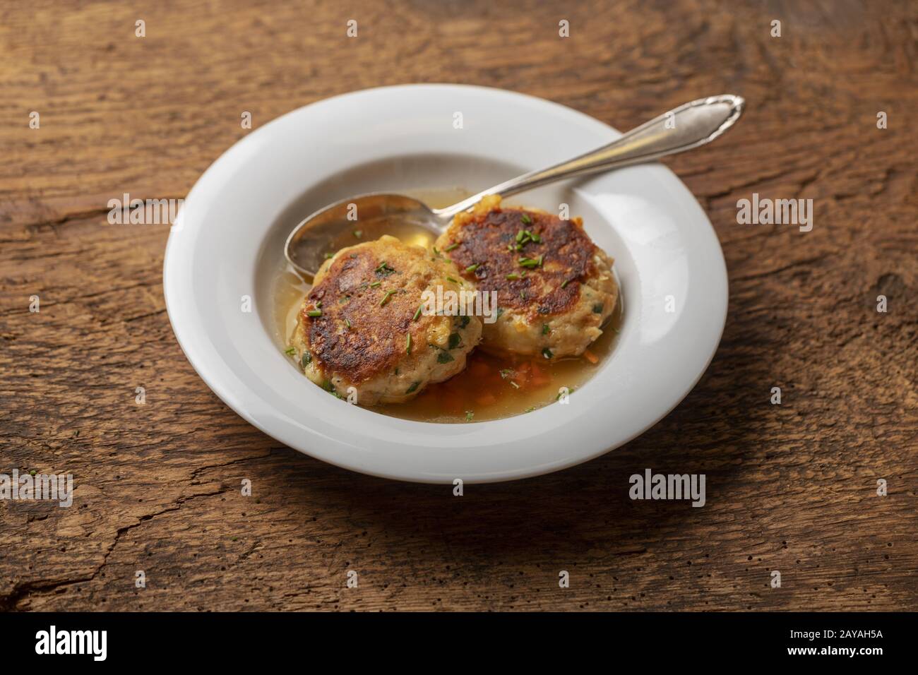 Bavarian Kaspressknödel a cheese dumpling Stock Photo