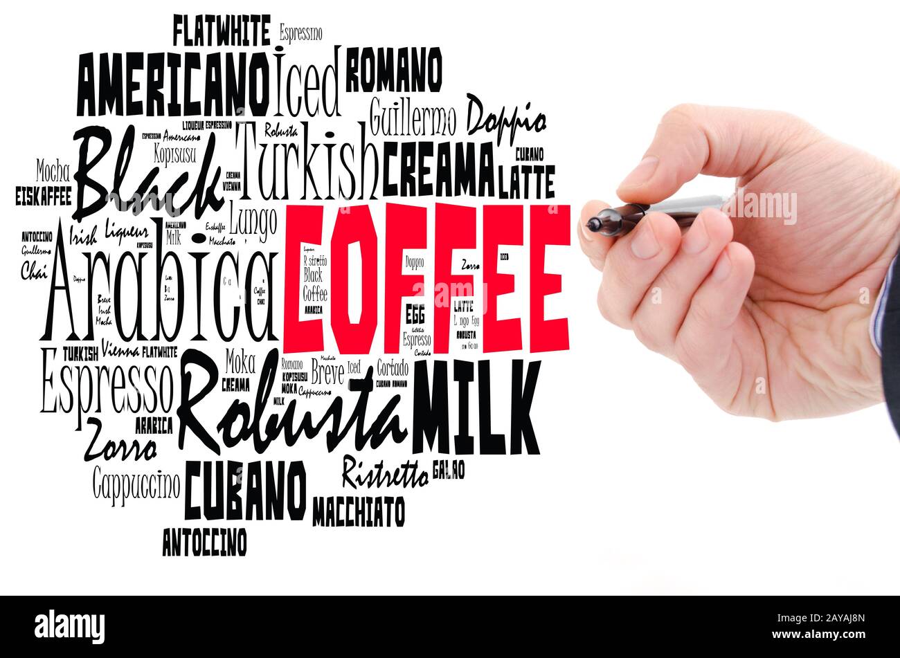 Coffee drinks words cloud collage Stock Photo
