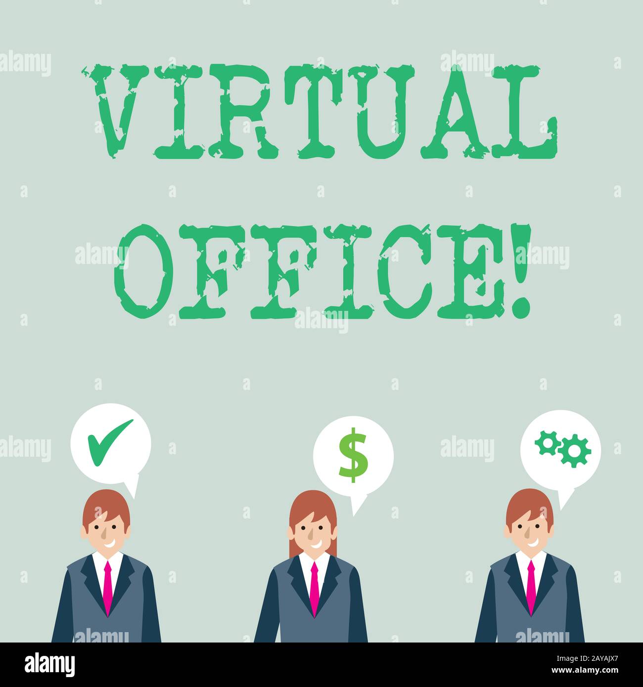 Word writing text Virtual Office. Business concept for Mobile workenvironment equipped with telecommunication links Businessmen Stock Photo