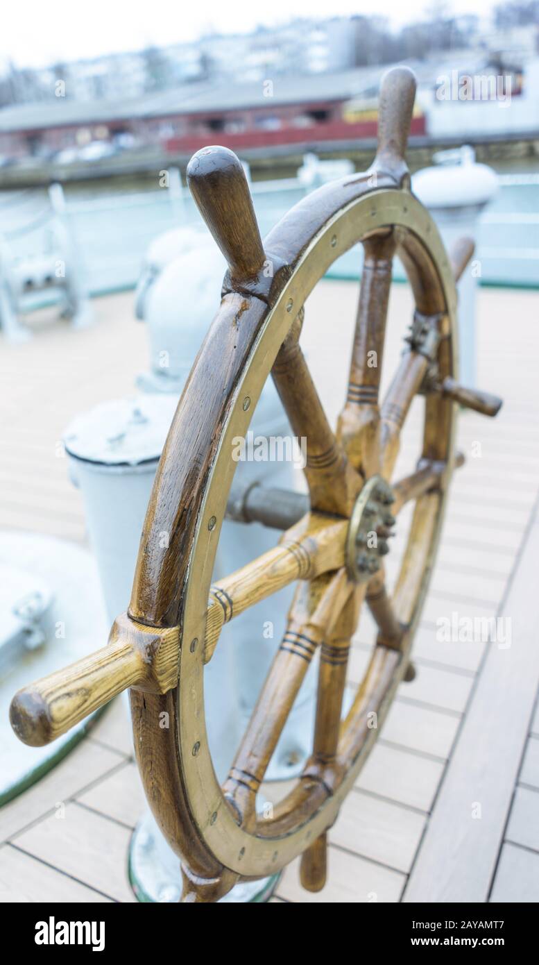 Steering Wheel Ship Stock Photo - Alamy