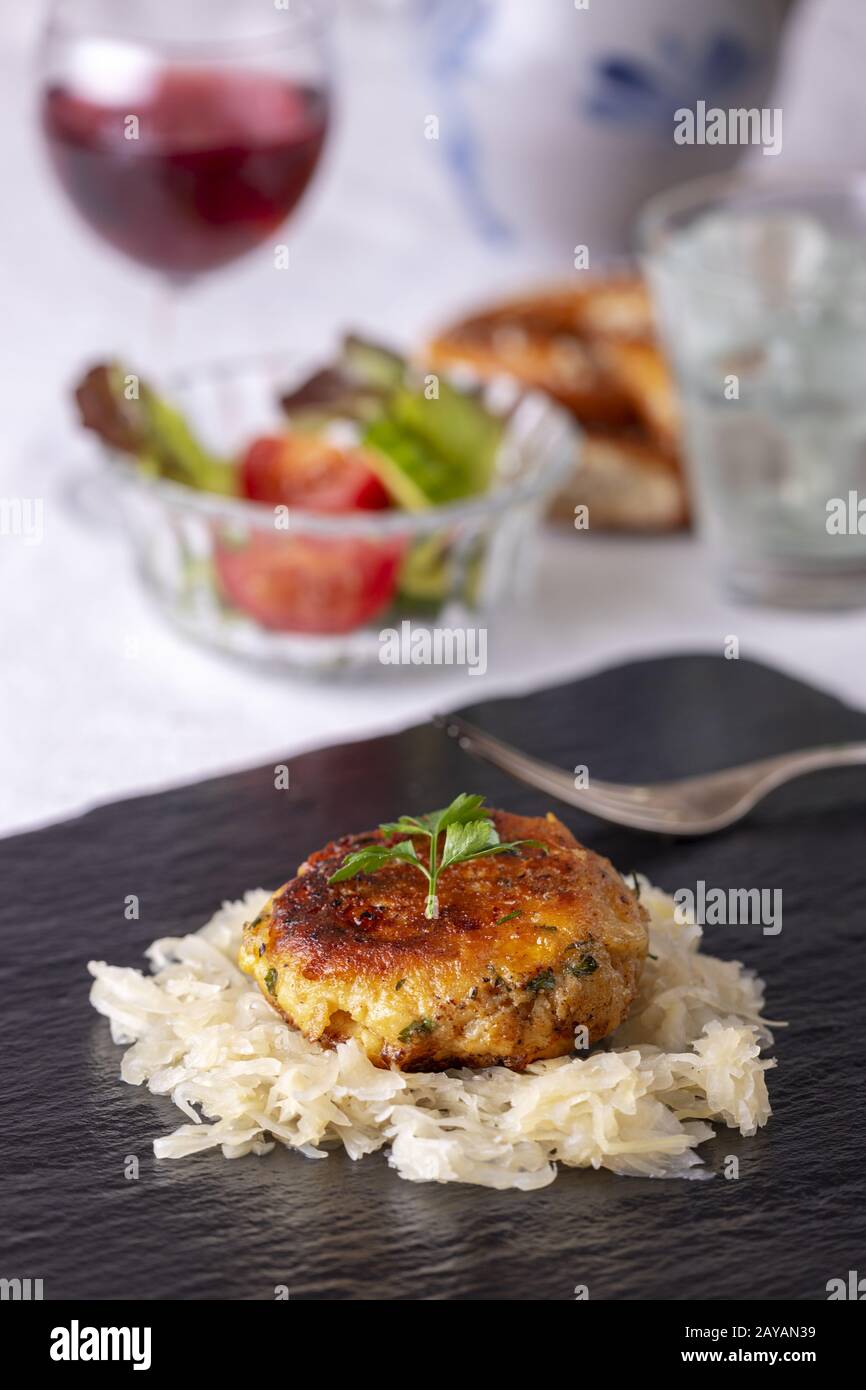 Bavarian Kaspressknoedel a cheese dumpling Stock Photo