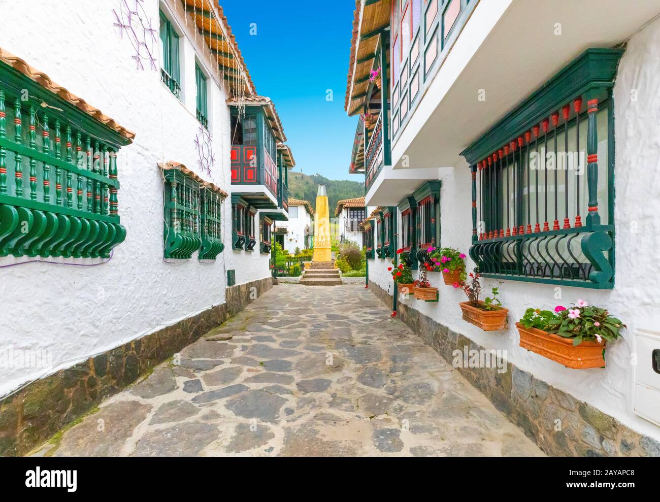 Duitama ancient Colombian houses in the historic center Stock Photo