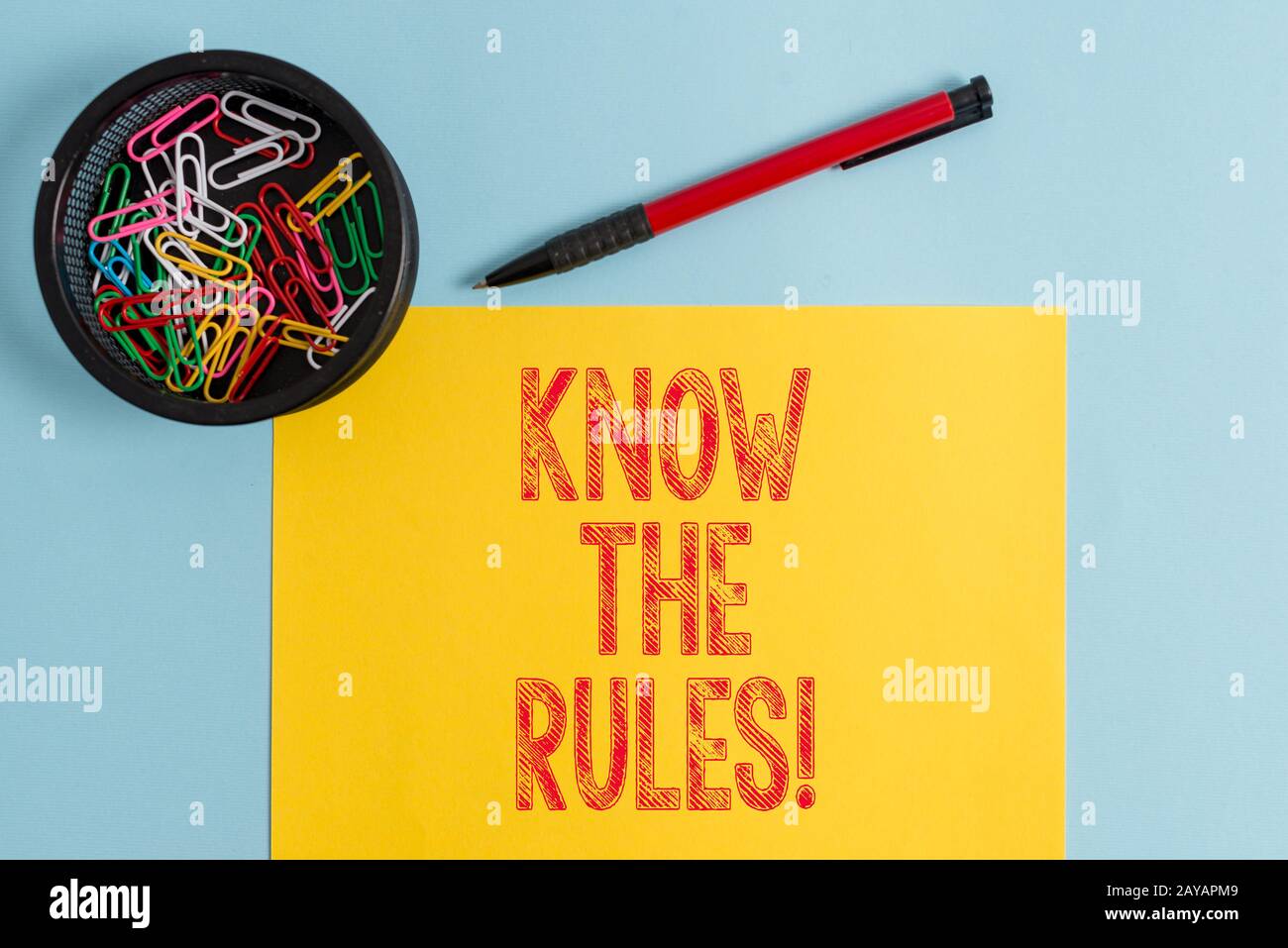 Text sign showing Know The Rules. Conceptual photo set explicit or regulation principles governing conduct. Stock Photo