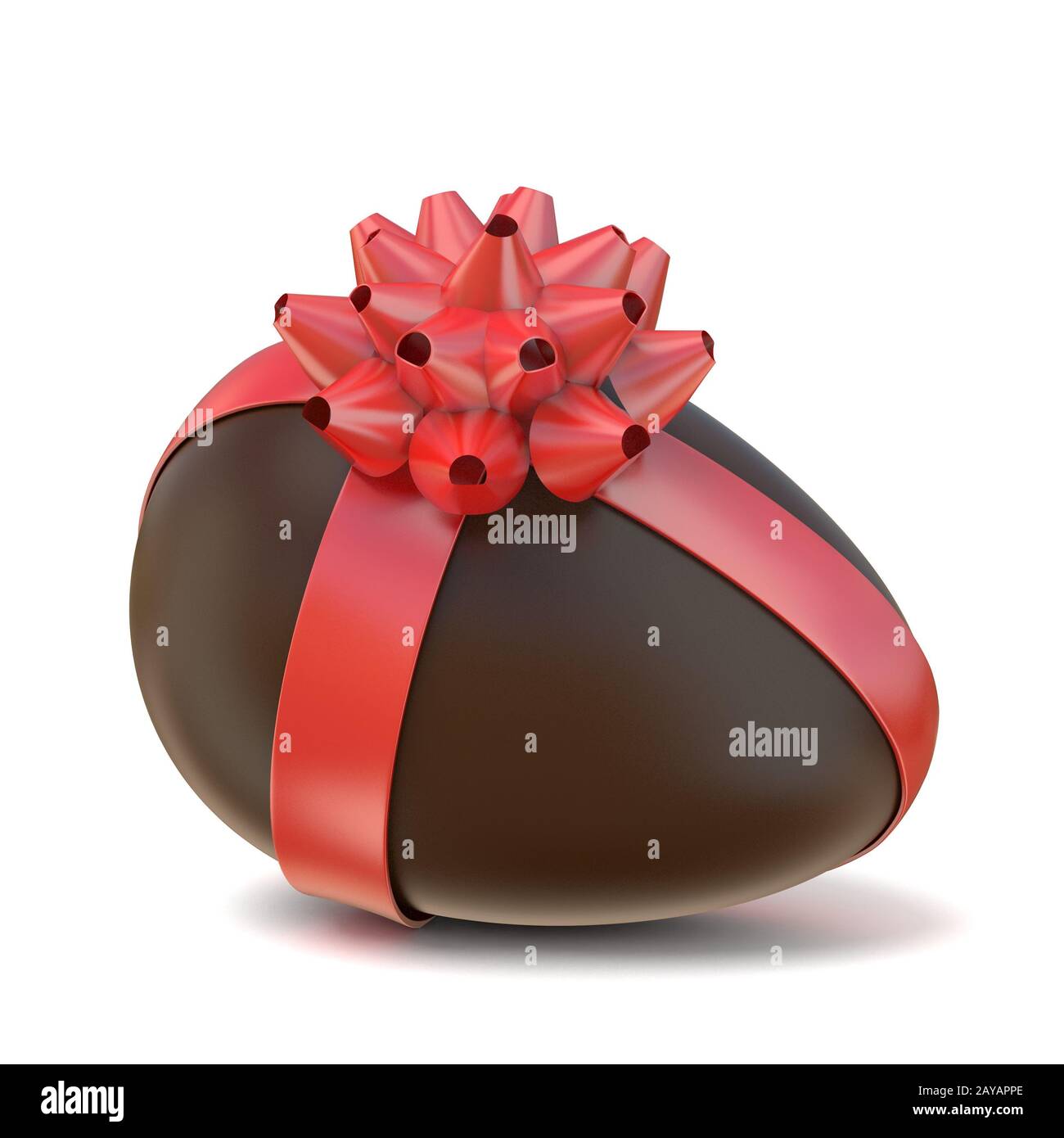 Chocolate Easter egg gift with red ribbon. 3D Stock Photo Alamy