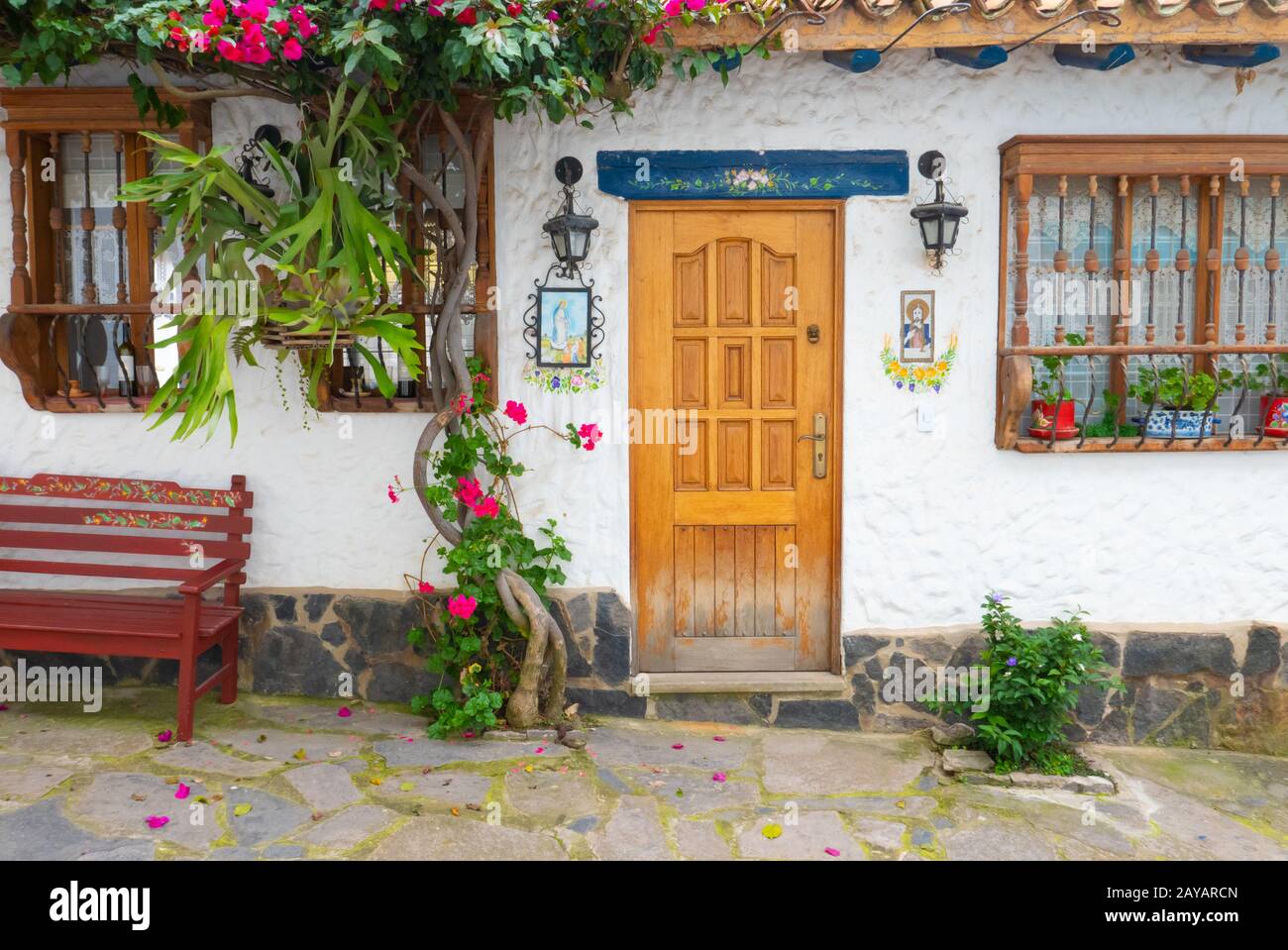 Tenza typical colonial house exterior view Stock Photo