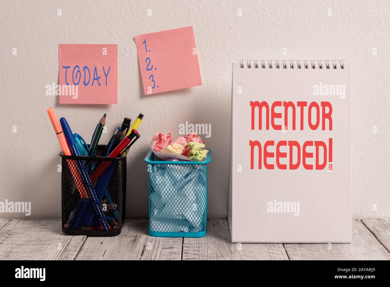 Conceptual hand writing showing Mentor Needed. Business photo showcasing Employee training under senior assigned act as advisor. Stock Photo