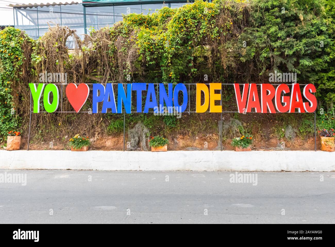 Paipa Colombia Pantano of Vargas love sign Stock Photo