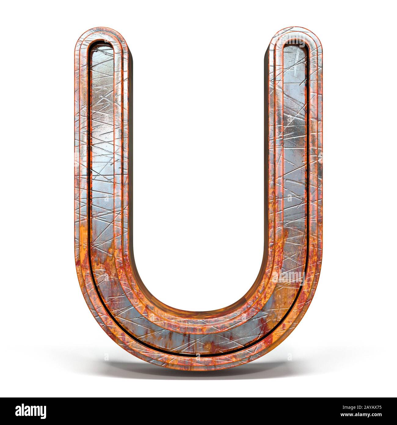 Rusty U Rusty metal font Letter U 3D Stock Photo - Alamy